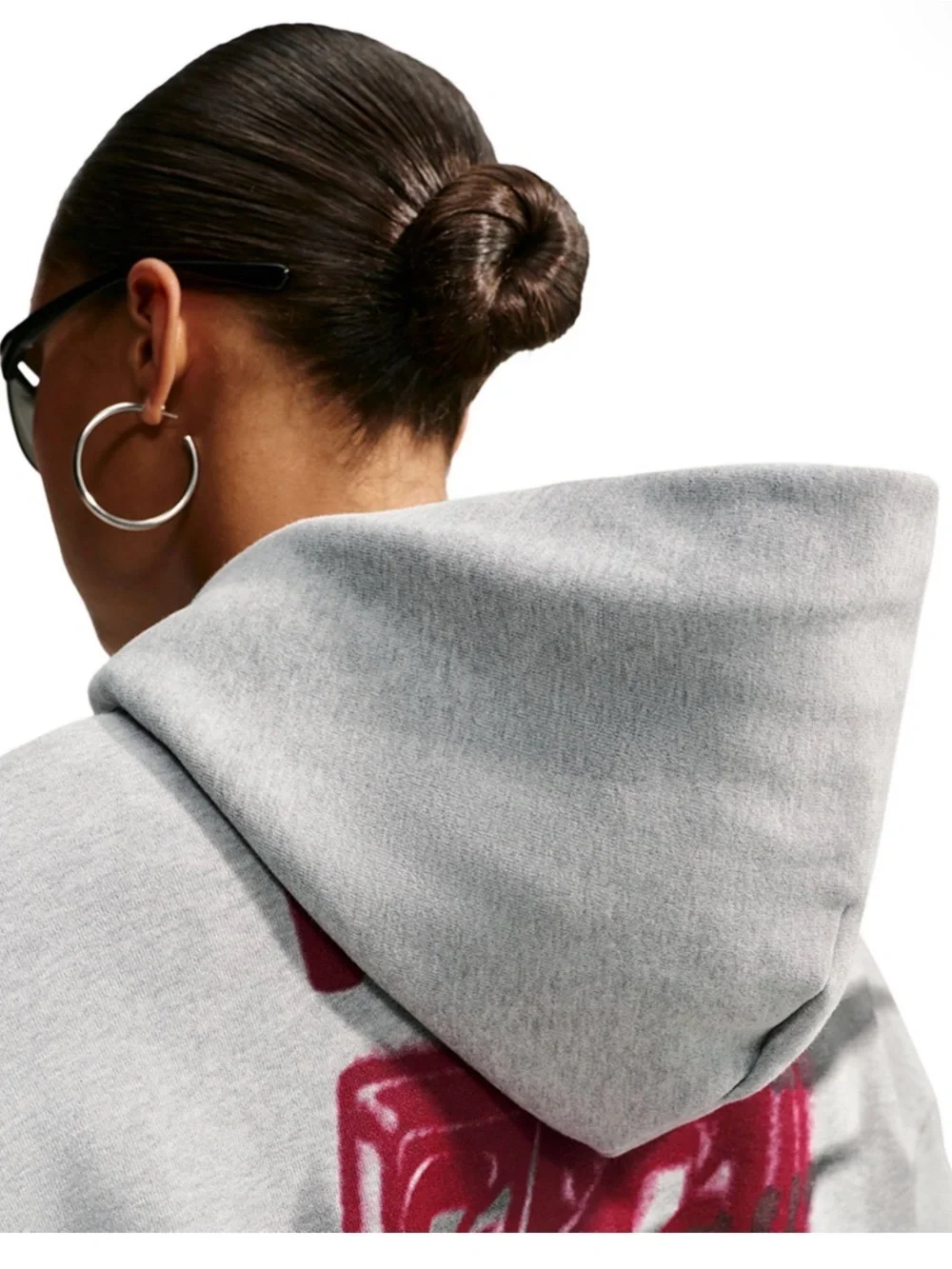 Nike Grey Cropped Hoodie with Maroon Swoosh Script